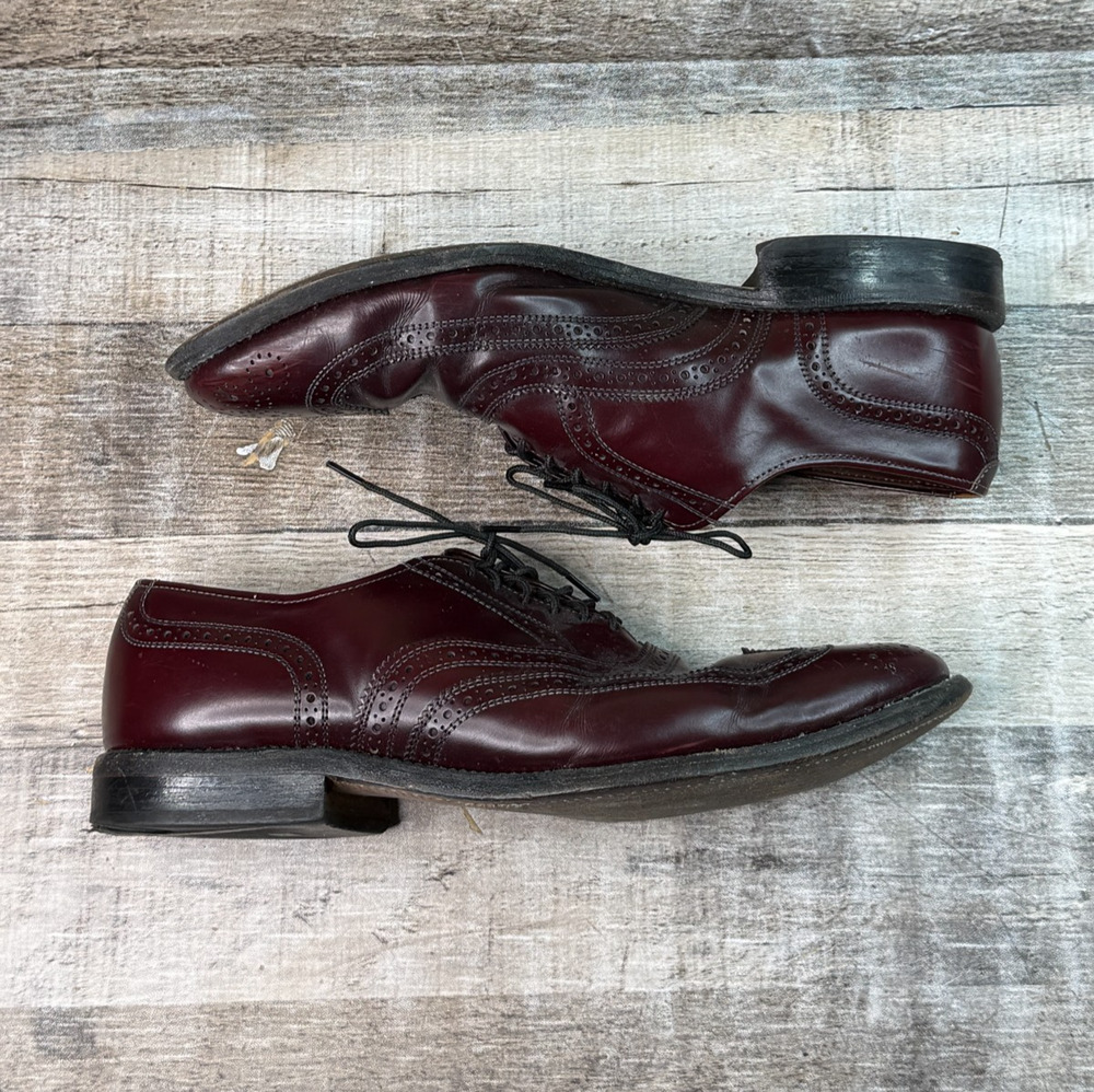 Allen Edmonds Leather Wingtip Oxford Dress Shoes Mens 9.5D Burgundy USA